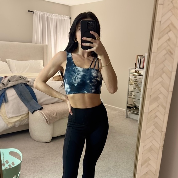 soul by soulcycle tye dye one shoulder sports bra | size S | Navy + White - Picture 2 of 16